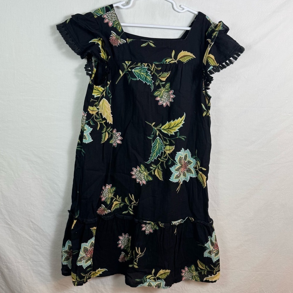 Old Navy Black Dress with Floral Pattern Girls Size L